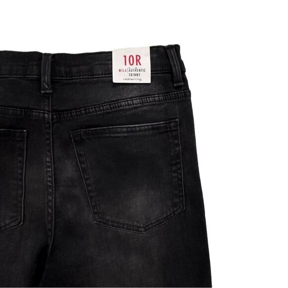 Red Herring UK Mila Black Wash Red Racing Stripe Skinny Jeans Size US 6 NEW - Picture 9 of 14